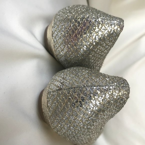 JIMMY CHOO silver glitter finlay flats - Picture 7 of 10